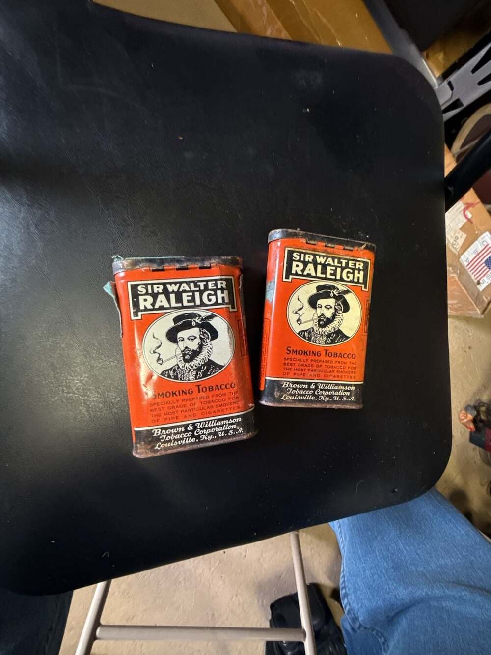 Vintage Sir Walter Raleigh Smoking Tobacco Pocket Tin Lot of 2